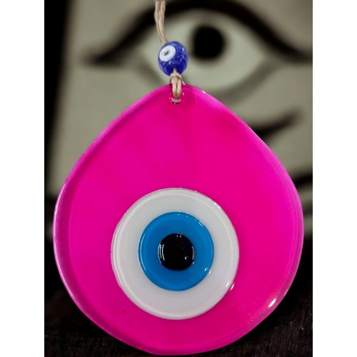 Mavi Nazar Boncuklu Pembe Renk Nazar Boncuklu Damla Desen El Yapımı Duvar Süsü Mavi Nazar Boncuklu Pembe Renk Nazar Boncuklu Damla Desen El Yapımı Duvar Süsü