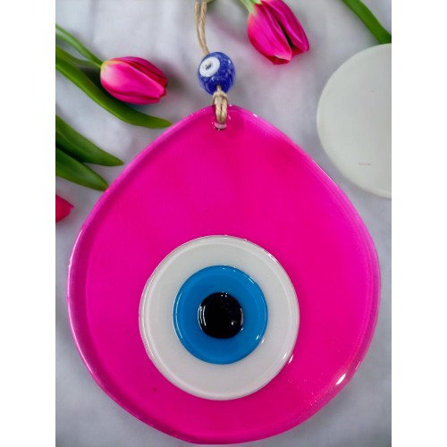 Mavi Nazar Boncuklu Pembe Renk Nazar Boncuklu Damla Desen El Yapımı Duvar Süsü Mavi Nazar Boncuklu Pembe Renk Nazar Boncuklu Damla Desen El Yapımı Duvar Süsü