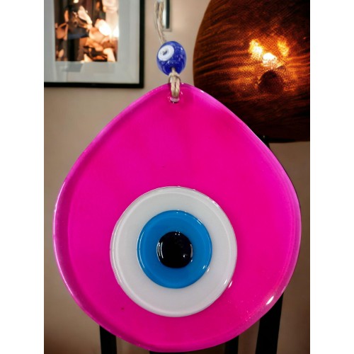 Mavi Nazar Boncuklu Pembe Renk Nazar Boncuklu Damla Desen El Yapımı Duvar Süsü Mavi Nazar Boncuklu Pembe Renk Nazar Boncuklu Damla Desen El Yapımı Duvar Süsü