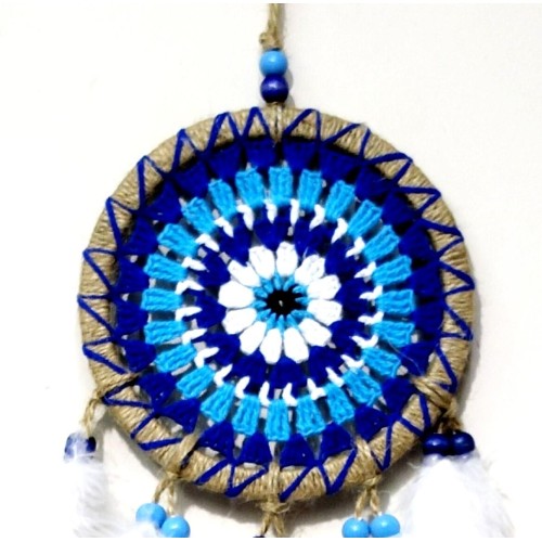 Nazar Boncuğu Desenli Dream Catcher El Yapımı Kuş Tüylü Rüya Kapanı Duvar Süsü Nazar Boncuğu Desenli Dream Catcher El Yapımı Kuş Tüylü Rüya Kapanı Duvar Süsü