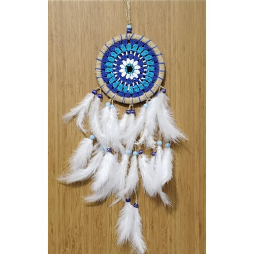 Nazar Boncuğu Desenli Dream Catcher El Yapımı Kuş Tüylü Rüya Kapanı Duvar Süsü Nazar Boncuğu Desenli Dream Catcher El Yapımı Kuş Tüylü Rüya Kapanı Duvar Süsü
