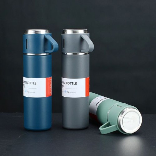 Paslanmaz Çelik Bardaklı Termos Seti 500 ML Paslanmaz Çelik Bardaklı Termos Seti 500 ML