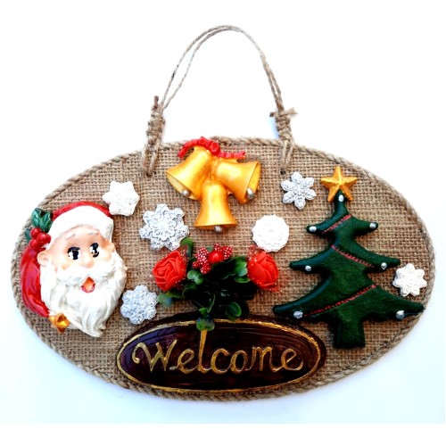 Welcome Yazılı Noel Babalı El Yapımı Yılbaşı Kapı Süsü Welcome Yazılı Noel Babalı El Yapımı Yılbaşı Kapı Süsü